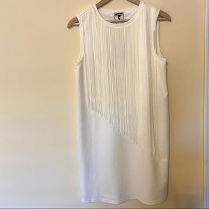 Noisy May White Asymmetrical Fringe Mini Dress